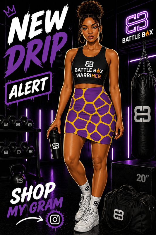 Battle Box Women's Purple Gold Cobble Mini Skirt-U6