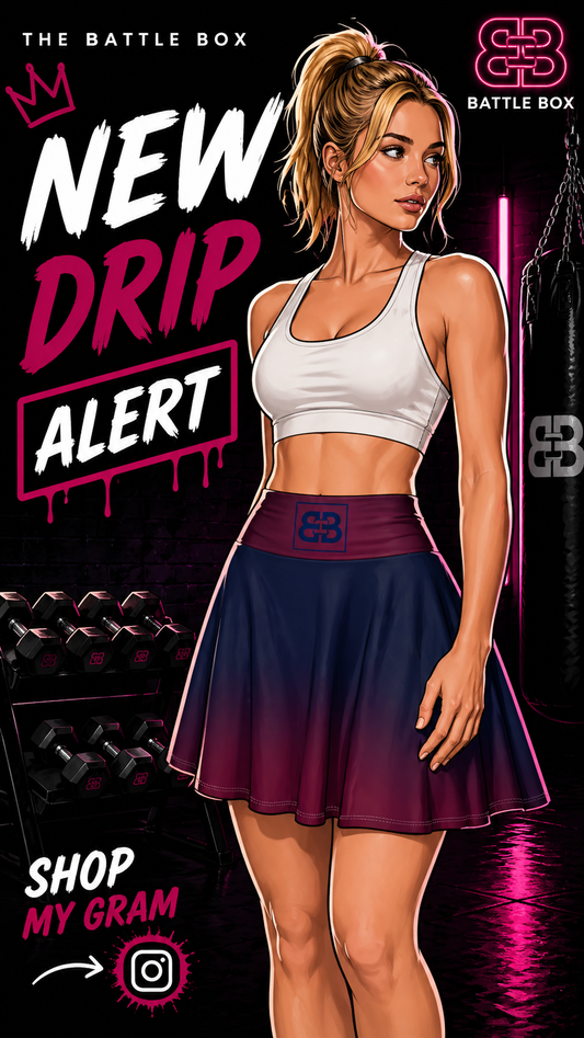 Battle Box High Waist Swirl Women's Skater Skirt-HW