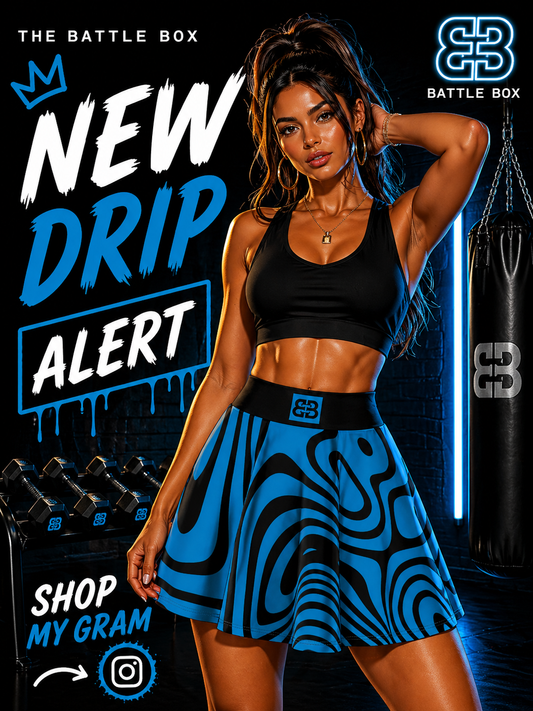 Battle Box High Waist Swirl Women's Skater Skirt-HW