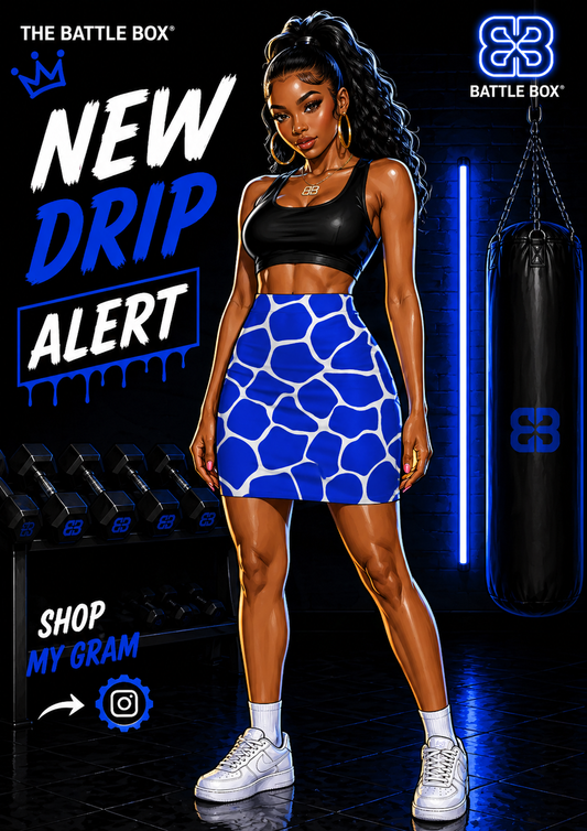 Battle Box Women's Blue White Cobble Mini Skirt-U6