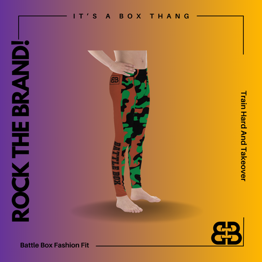 Battle Box Brown Green Boston Camo Men's Leggings