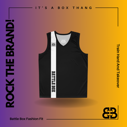 Battle Box Black White Basketball Jersey
