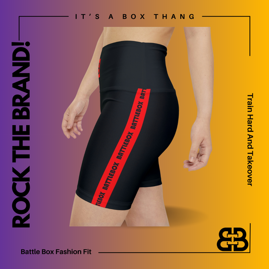 Battle Box Red/Black Women's Workout Shorts-T1
