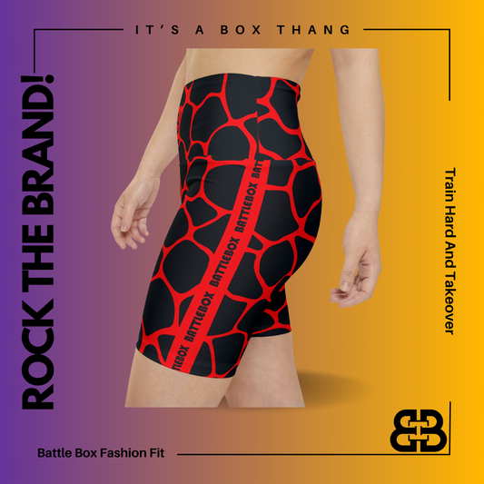 Battle Box Red/Black Women's Workout Shorts-T1