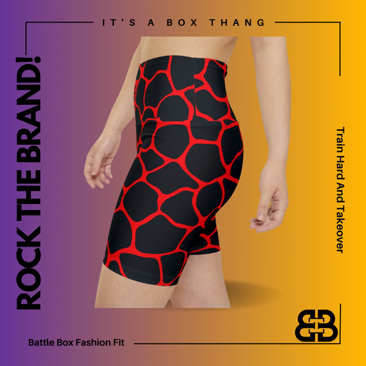 Battle Box Red/Black Women's Workout Shorts-T1