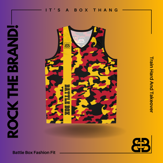 Battle Box Red Gold Basketball Jersey