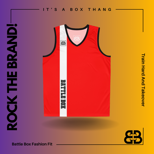 Battle Box Red White Basketball Jersey