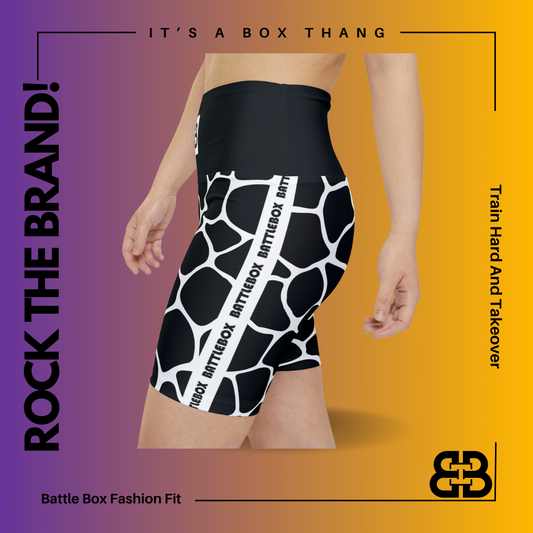 Battle Box White/Black Cobble Women's Workout Shorts-T1