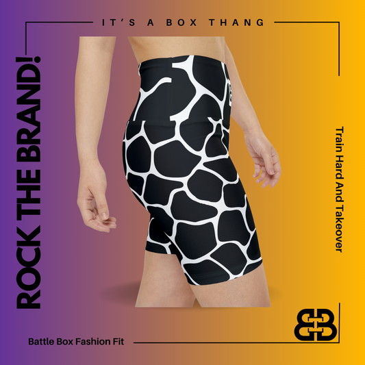 Battle Box White/Black Cobble Women's Workout Shorts-T1