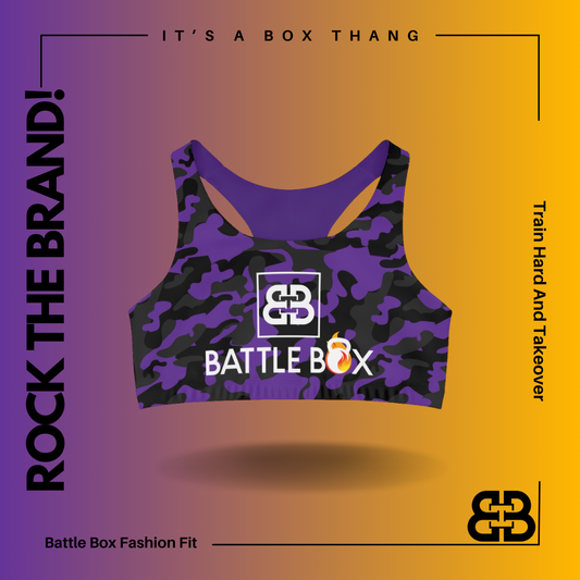 Purple Black Camo Seamless Sports Bra -1A