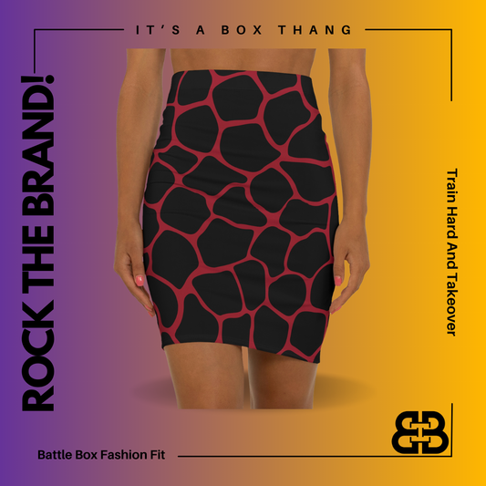 Battle Box Women's Black Red Cobble Mini Skirt-U6