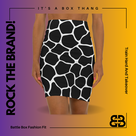 Battle Box Women's Black White Cobble Mini Skirt-U6