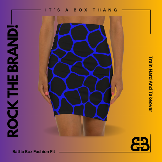 Battle Box Women's Blue Black Cobble Mini Skirt-U6