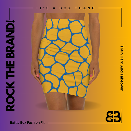 Battle Box Women's Blue Gold Cobble Mini Skirt-U6