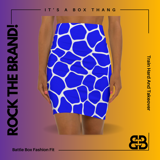 Battle Box Women's Blue White Cobble Mini Skirt-U6