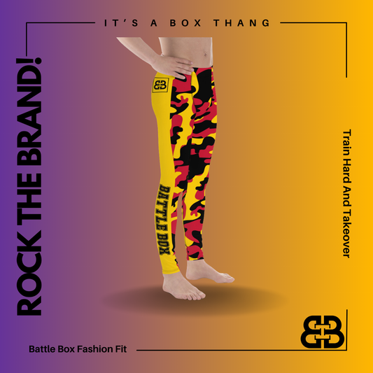 Battle Box Camo Black Gold Hawks Men's Leggings