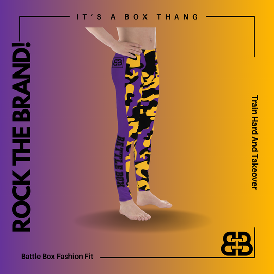 Battle Box Camo Black Purple Lakers Men's Leggings