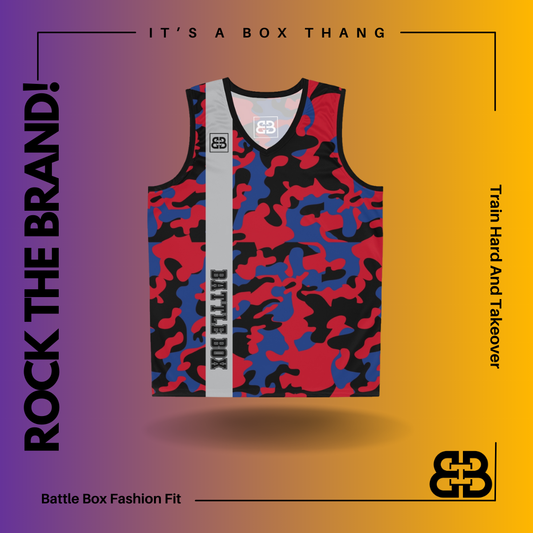 Battle Box Red Gray Basketball Jersey