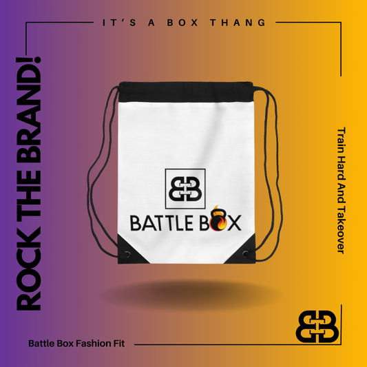 Battle Box White Drawstring Bag