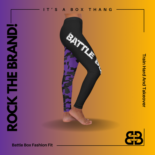 Black Camo Purple Spandex Leggings -1A