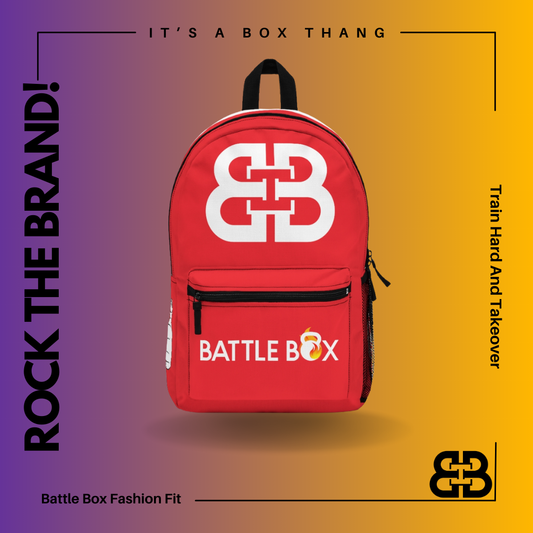 Battle Box Gym Fitness Red Train Hard Backpack