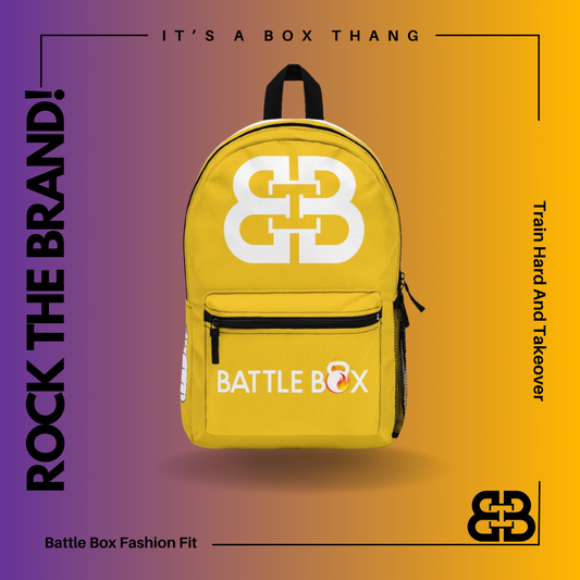 Battle Box Gym Fitness Yellow Train Hard Backpack