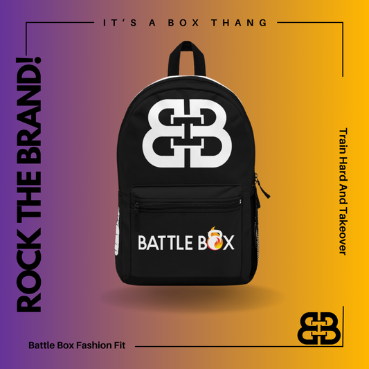 Battle Box Gym Fitness Black Train Hard Backpack