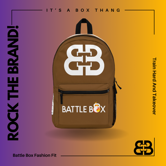 Battle Box Gym Fitness Brown Train Hard Backpack