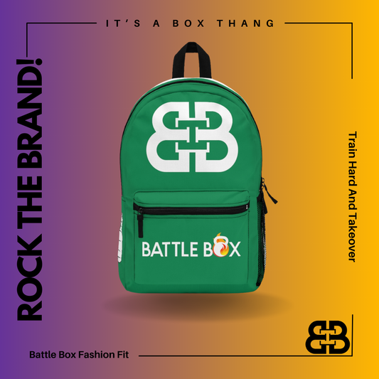 Battle Box Gym Fitness Green Train Hard Backpack