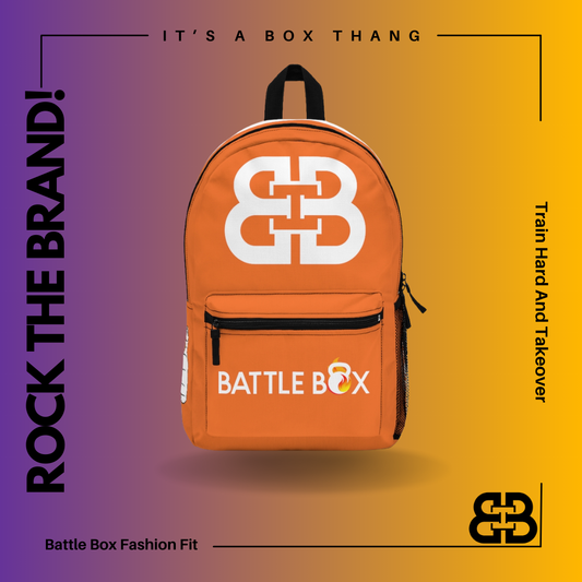 Battle Box Gym Fitness Orange Train Hard Backpack