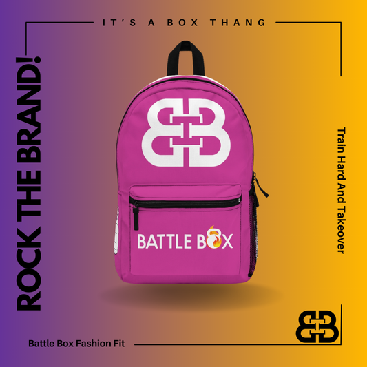 Battle Box Gym Fitness Pink Train Hard Backpack