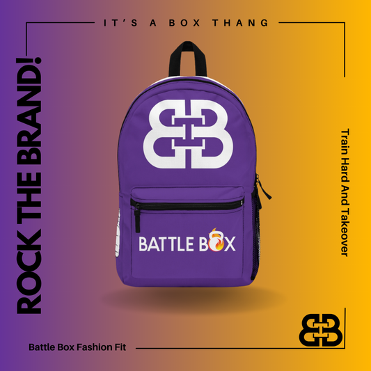 Battle Box Gym Fitness Purple Train Hard Backpack