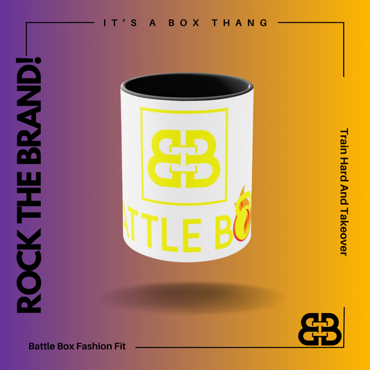 Battle Box Accent Yellow Logo Coffee Mug, 11oz