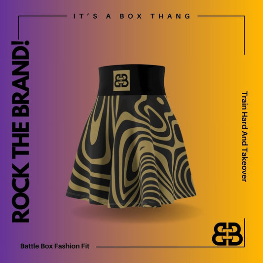 Battle Box High Waist Swirl Women's Skater Skirt-HW