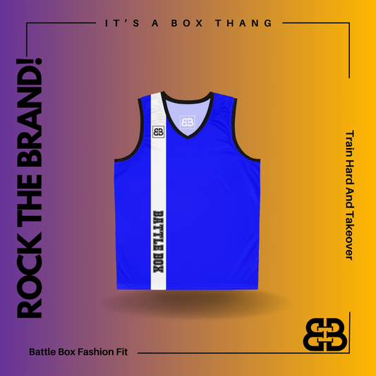 Battle Box Blue White Basketball Jersey