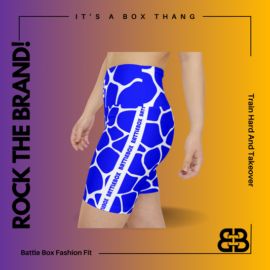 Battle Box Blue/White Cobble Women's Workout Shorts-T1