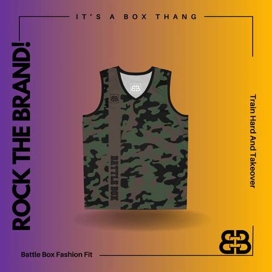Battle Box Brown Green Camo Basketball Jersey