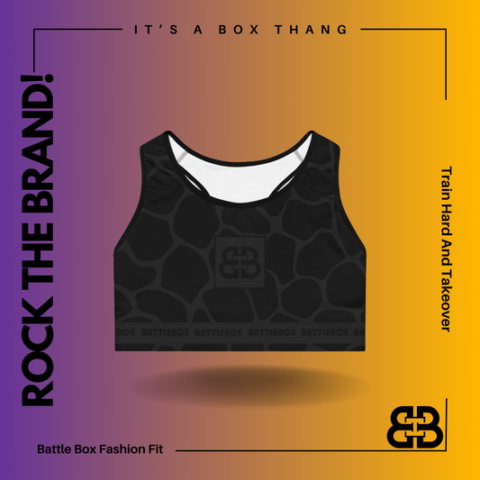 Battle Box Black/Gray Cobble Sports Bra-T7