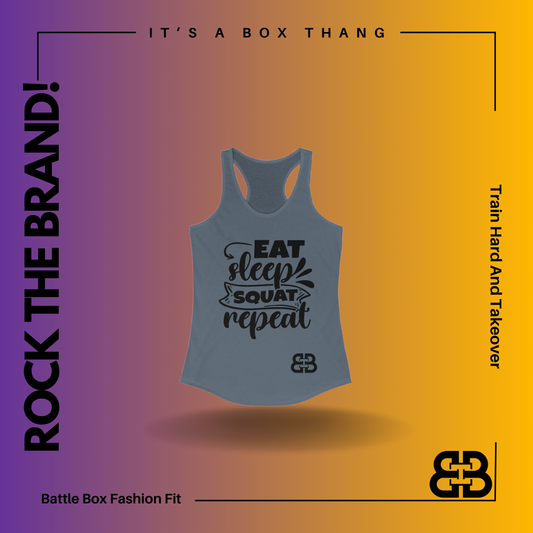 Women's Eat Sleep Battle Box Racerback Tank -2A