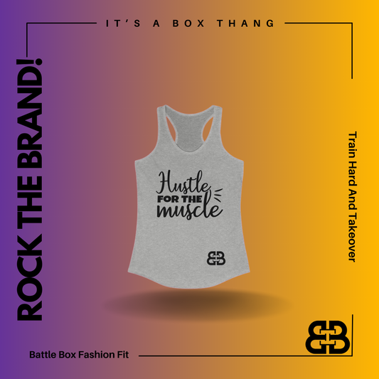 Women's Hustle Muscle Battle Box Racerback Tank -2A