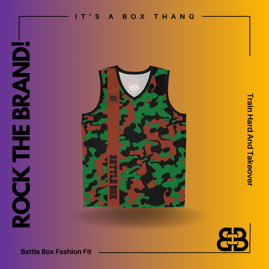 Battle Box Green Black Camo Basketball Jersey