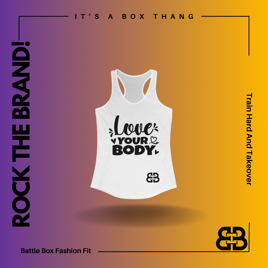Women's Love Your Body Battle Box Racerback Tank -2A