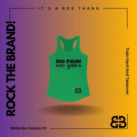 Women's No Pain Battle Box Racerback Tank -2A