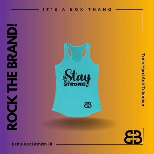 Women's Stay Strong Battle Box Racerback Tank -2A