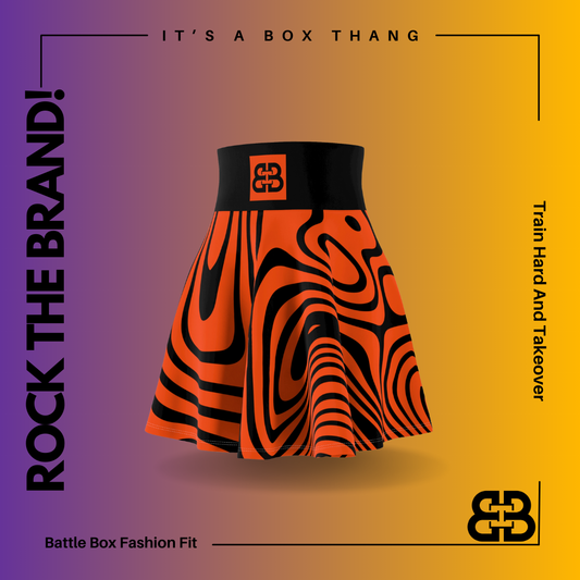 Battle Box High Waist Swirl Women's Skater Skirt-HW