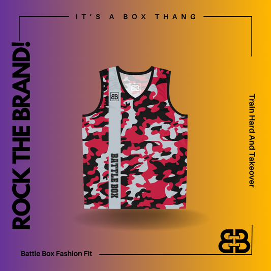 Battle Box Black Red Basketball Jersey
