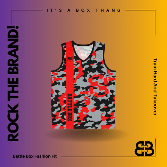 Battle Box Black Red Basketball Jersey
