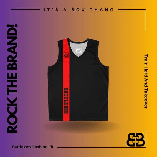 Battle Box Black Red Basketball Jersey