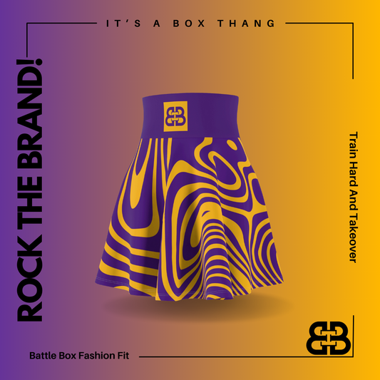 Battle Box High Waist Swirl Women's Skater Skirt-HW