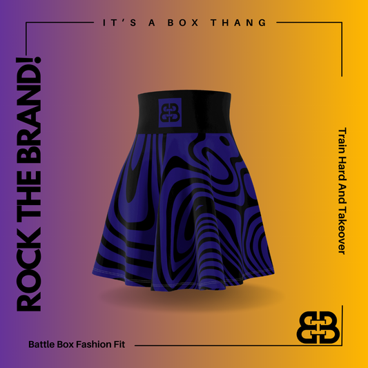 Battle Box High Waist Swirl Women's Skater Skirt-HW